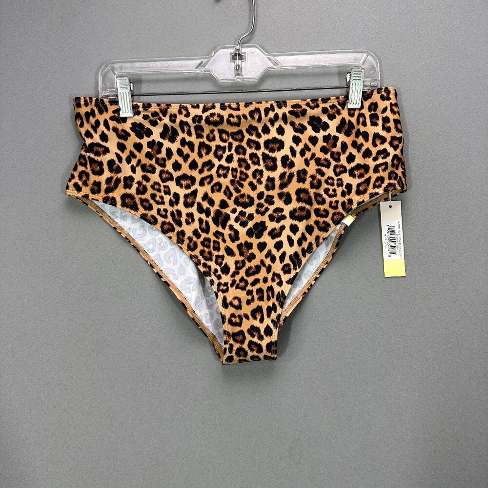 NWT Summersalt Womens Size 14 Bikini Bottom Leopard Print High Rise Swimsuit